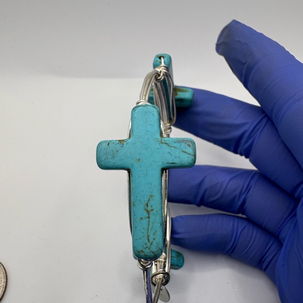 Turquoise Cross Wire Wrapped Bangle Bracelet Elli… - image 8